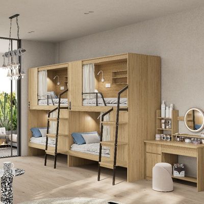 購入 ホステル準備 完全に閉ざされた現代のアパート 木製のベッドと鋼鉄の足の階段 サポートカスタマイズ online manufacture