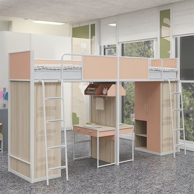Plate Steel Type Bunk Bed, Table, University Dormitory Bed, Combination Bed, Steel Wood Combination Bunk Bed, High And Low Bed