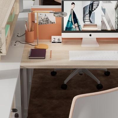 Simple Modern Staff Desks and Chairs Commercial Furniture Customize Accepted , Six Seats Workstations with Card Holders for Finance Staff