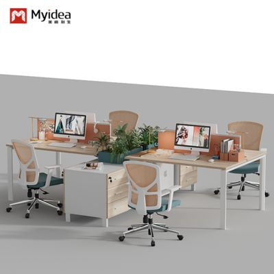 Staff office desk and chair set, employee workstation table and booth, financial office, four-person screen desk and chair