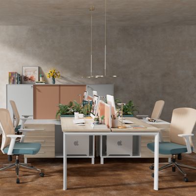 Staff office desk and chair set, employee workstation table and booth, financial office, four-person screen desk and chair