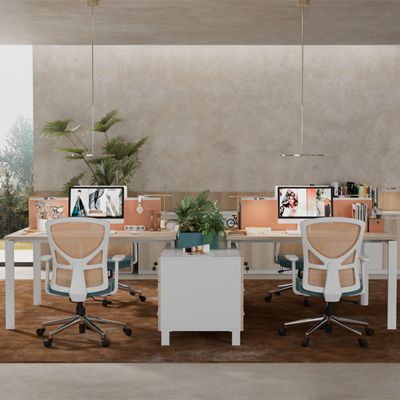 Staff office desk and chair set, employee workstation table and booth, financial office, four-person screen desk and chair
