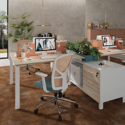 Staff office desk and chair set, employee workstation table and booth, financial office, four-person screen desk and chair