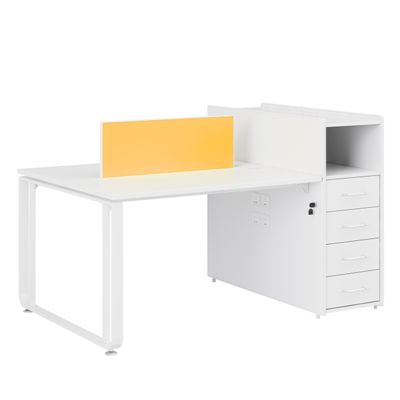 Two Staff Members Facing Each Other, Four Drawer Office Desk, Bright Color Screen, Office Furniture Desk