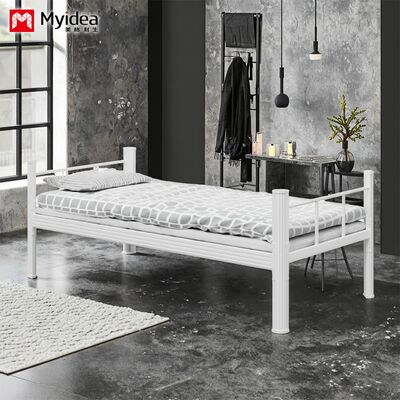 Apartment dormitories can customize single beds, modern thick cold rolled steel frame beds, durable single-layer student beds