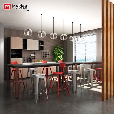 The Company's Employee Pantry bar Counter Is Made of Waterproof Rock Board, and the Simple Tea Table Can Be Customized