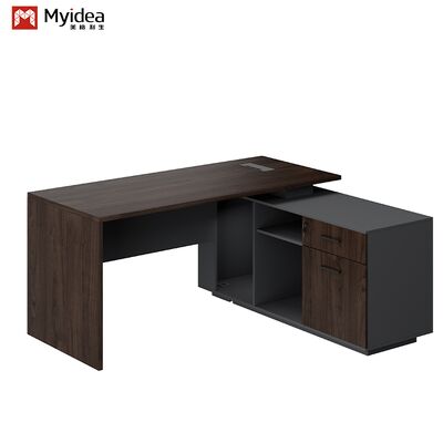 Executive Computer Desk Storage Cabinet Modern Wooden Panel Design Durable Eco-Friendly Construction Assembly Required