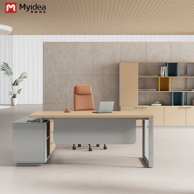 購入 Myidea オフィスビル用 固木型L型事務デスク 副キャビネットと複数の鉄脚 online manufacture