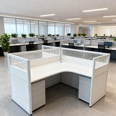 Modern Wooden Staff Desks with Glass Screens for Office Workstations manufacture