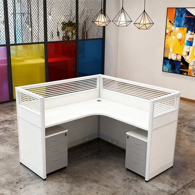 Modern Wooden Staff Desks with Glass Screens for Office Workstations manufacture