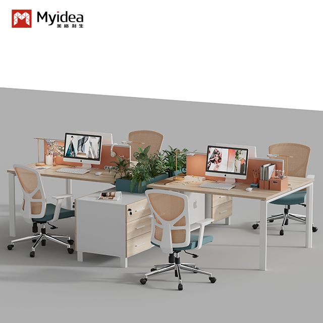 Staff office desk and chair set, employee workstation table and booth, financial office, four-person screen desk and chair