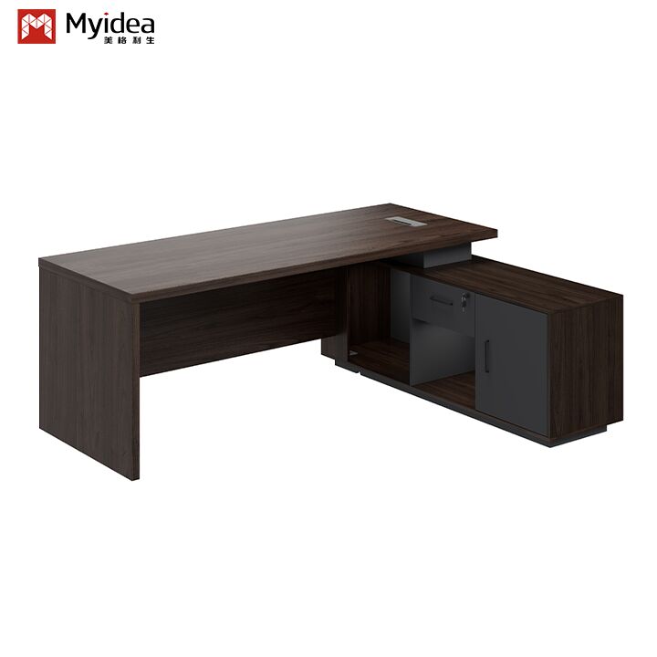 Executive Computer Desk Storage Cabinet Modern Wooden Panel Design Durable Eco-Friendly Construction Assembly Required
