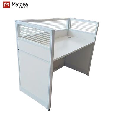 オフィスワークステーション用のモダンな木製スタッフデスク（ガラススクリーン付き）製造